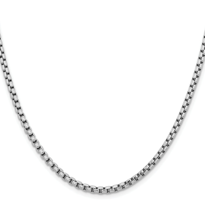 14k White Gold 3.6mm Semi-Solid Round Box Chain-BC191-20