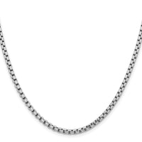 14k White Gold 3.6mm Semi-Solid Round Box Chain-BC191-26