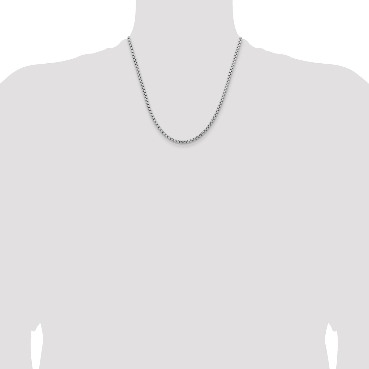 14k White Gold 3.6mm Semi-Solid Round Box Chain-BC191-20