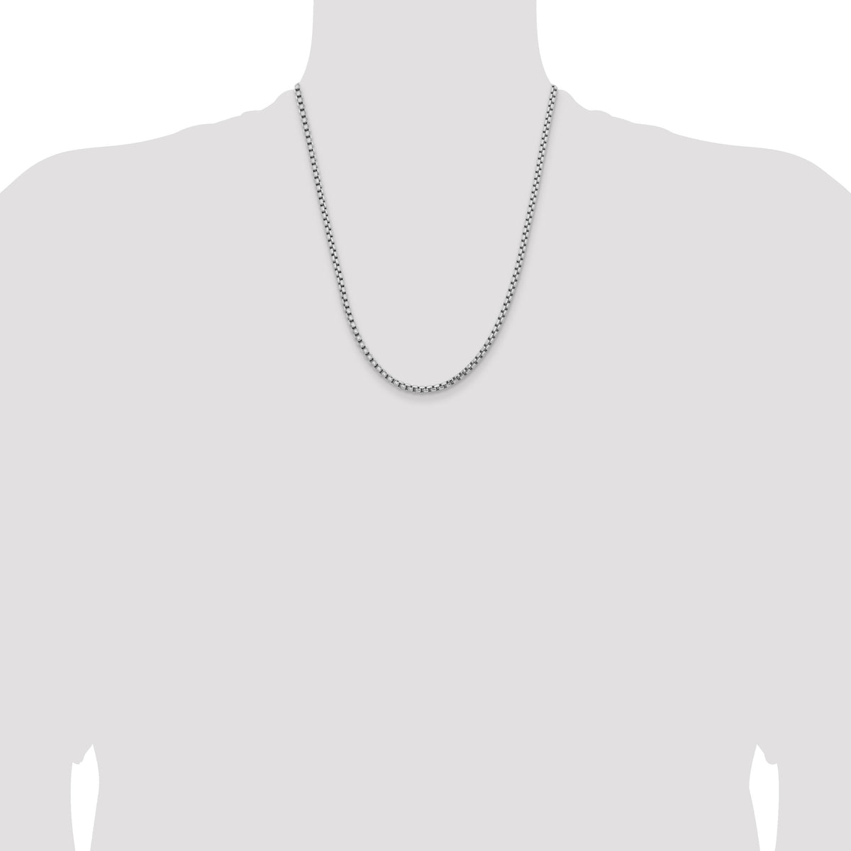 14k White Gold 3.6mm Semi-Solid Round Box Chain-BC191-22