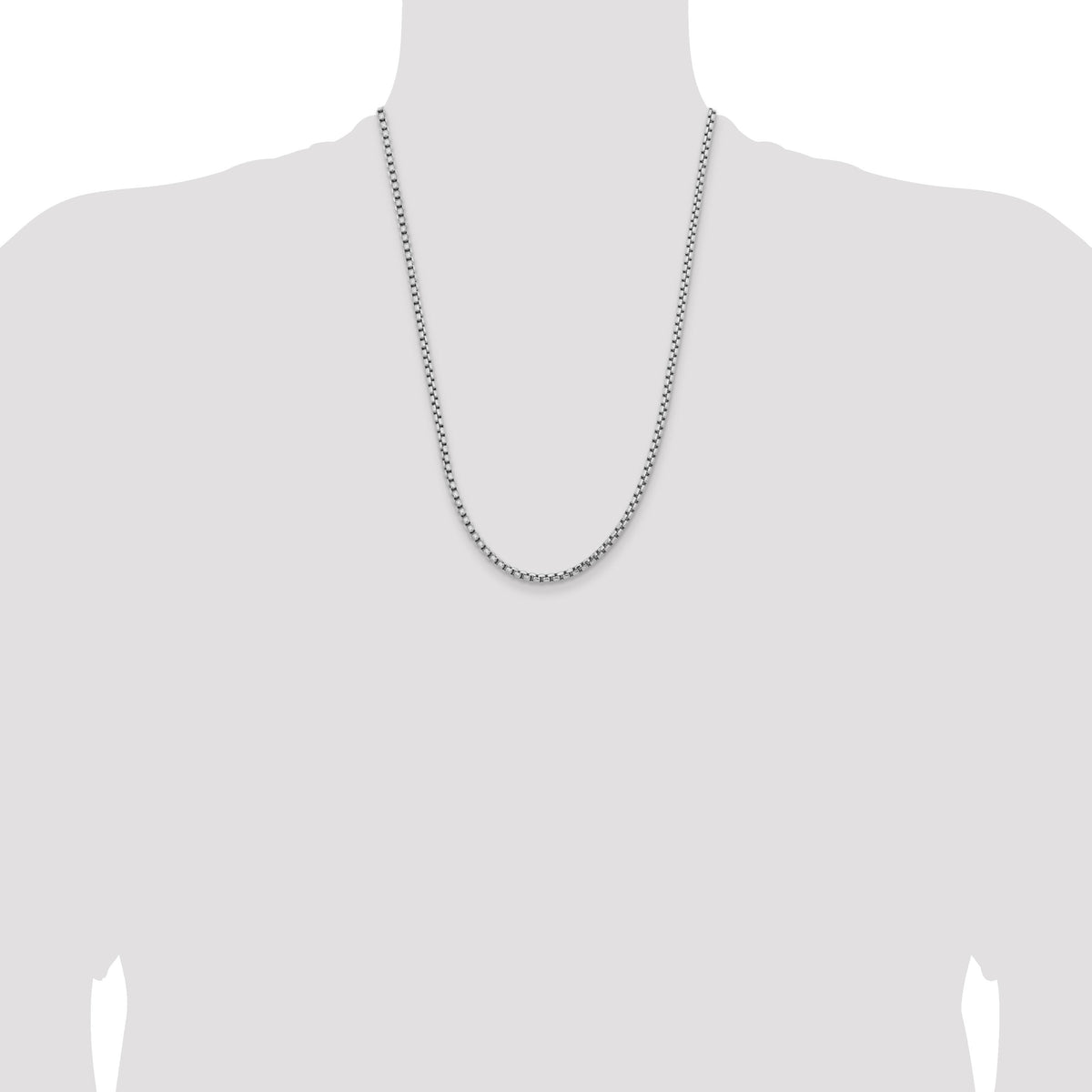 14k White Gold 3.6mm Semi-Solid Round Box Chain-BC191-24