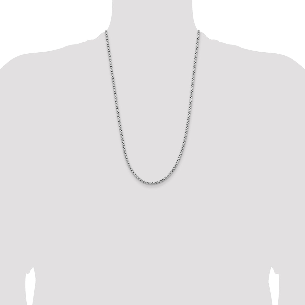 14k White Gold 3.6mm Semi-Solid Round Box Chain-BC191-26