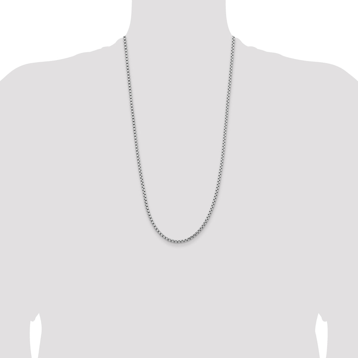 14k White Gold 3.6mm Semi-Solid Round Box Chain-BC191-28