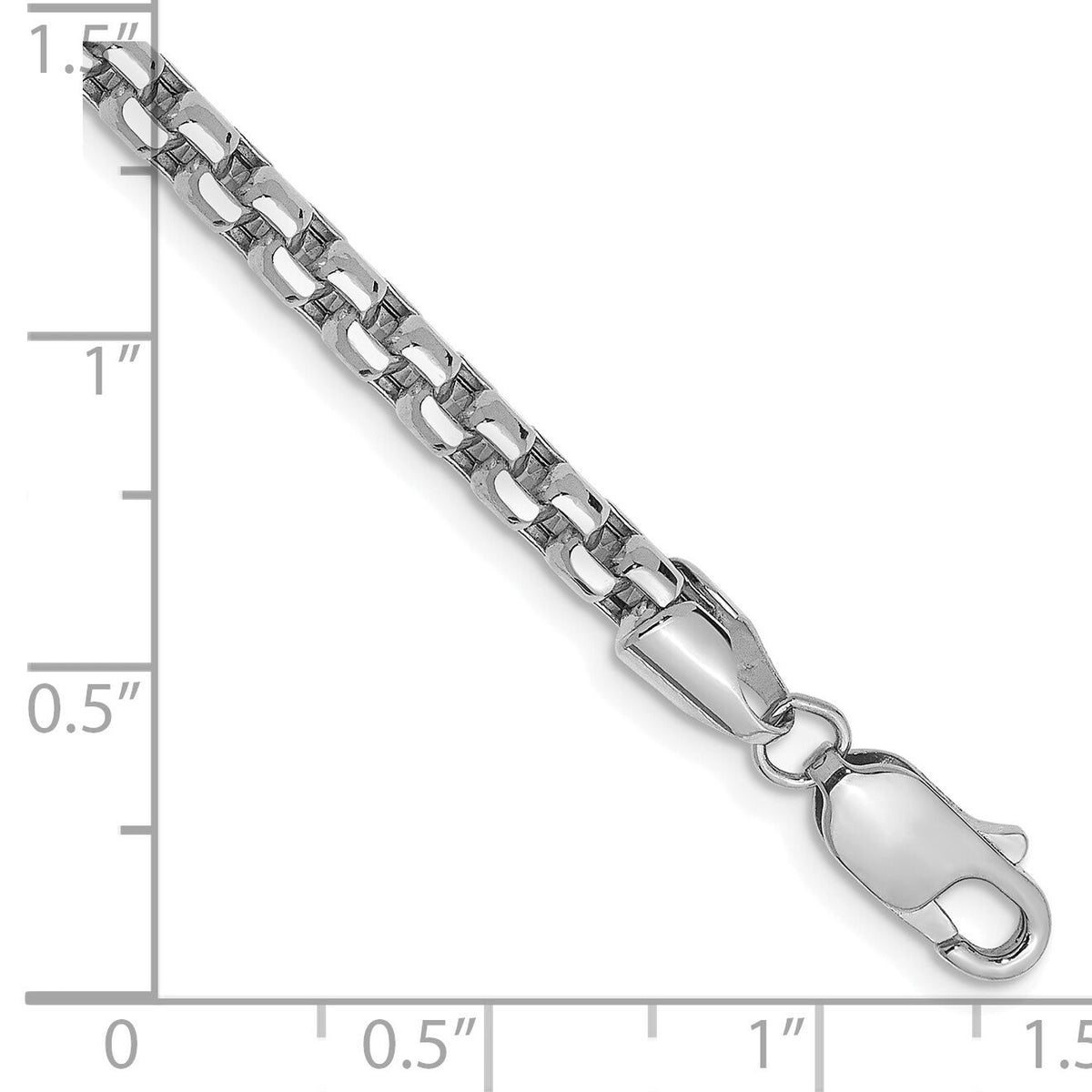 14k White Gold 3.6mm Semi-Solid Round Box Chain-BC191-8