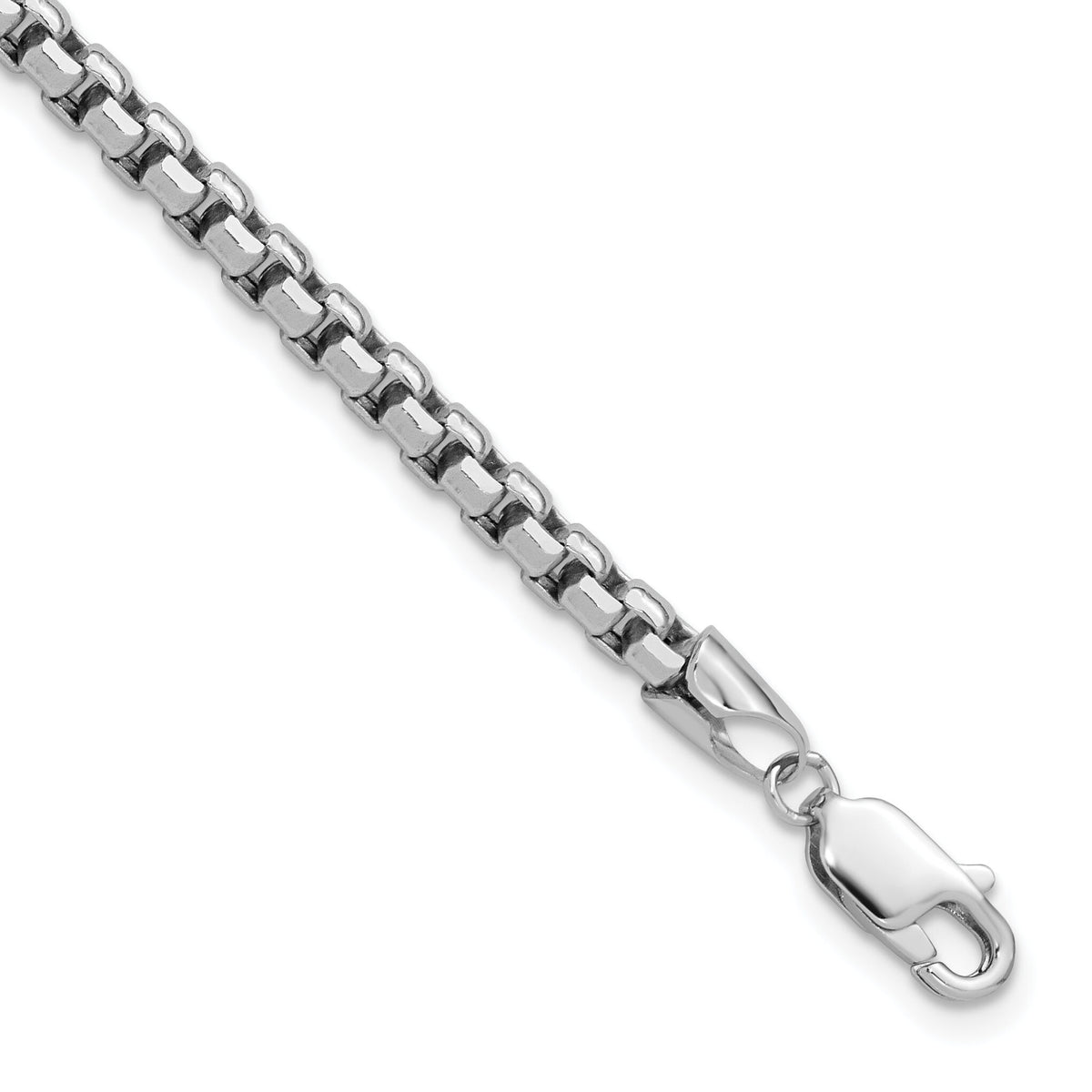 14k White Gold 3.6mm Semi-Solid Round Box Chain-BC191-7
