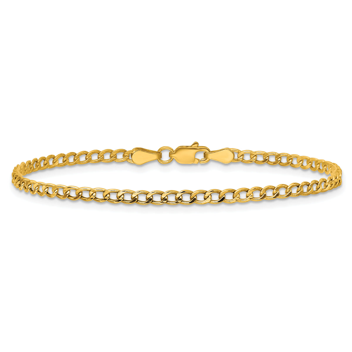 14k 2.85mm Semi-Solid Curb Chain Anklet-BC192-10