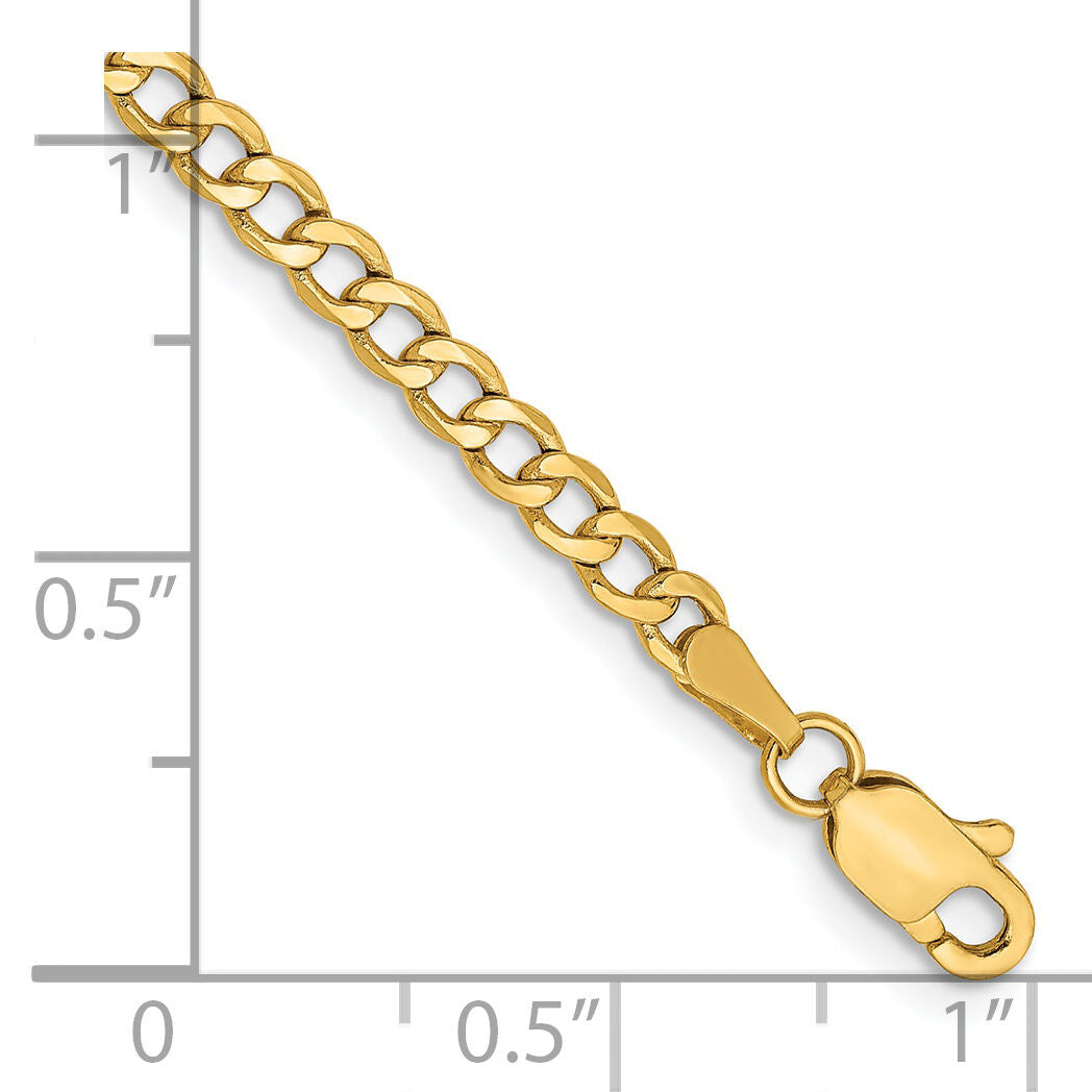 14k 2.85mm Semi-Solid Curb Chain Anklet-BC192-10