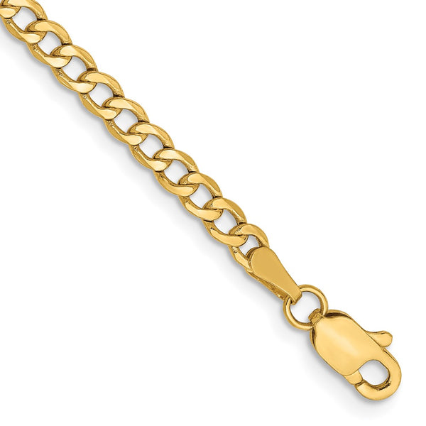 14K 10 inch 2.85mm Semi-Solid Curb with Lobster Clasp Anklet-BC192-10