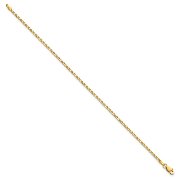 14K 10 inch 1.85mm Semi-Solid Curb with Lobster Clasp Anklet-BC193-10