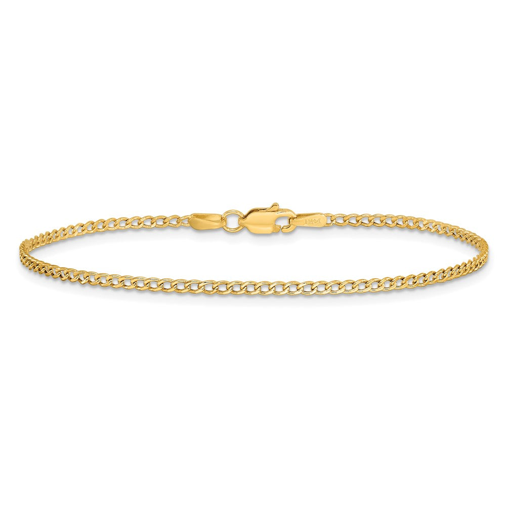 14K 10 inch 1.85mm Semi-Solid Curb with Lobster Clasp Anklet-BC193-10