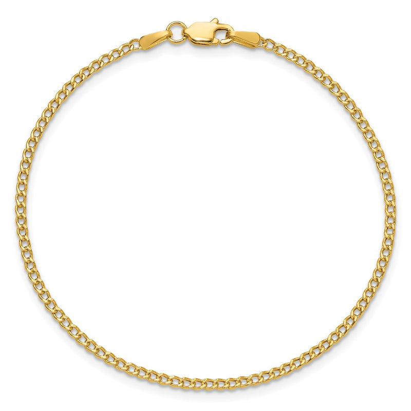 14K 10 inch 1.85mm Semi-Solid Curb with Lobster Clasp Anklet-BC193-10