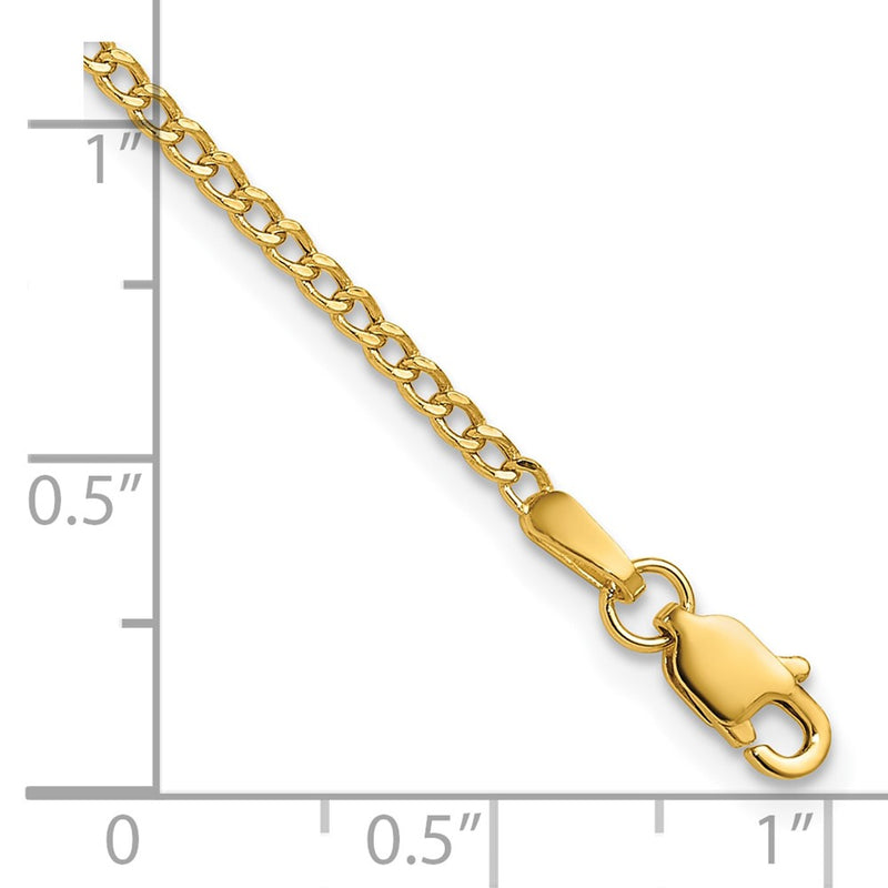 14K 9 inch 1.85mm Semi-Solid Curb with Lobster Clasp Anklet-BC193-9