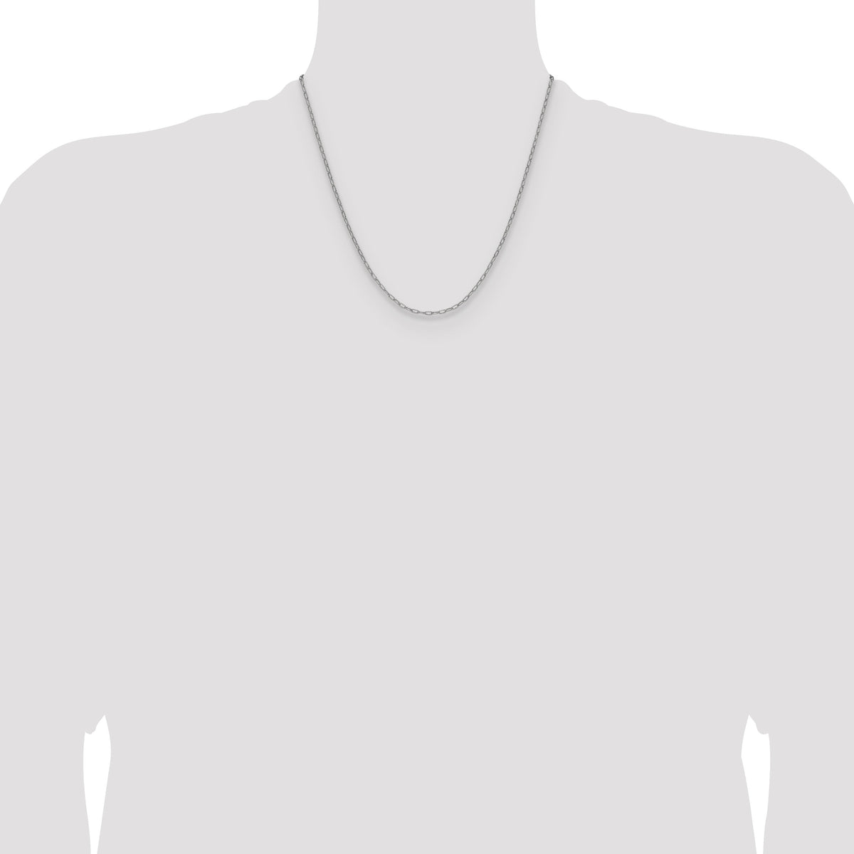 14k White Gold 2.2mm Semi-Solid Beveled Paperclip Chain-BC206W-20
