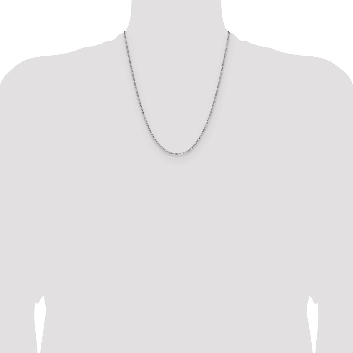 14k White Gold 2.2mm Semi-Solid Beveled Paperclip Chain-BC206W-22