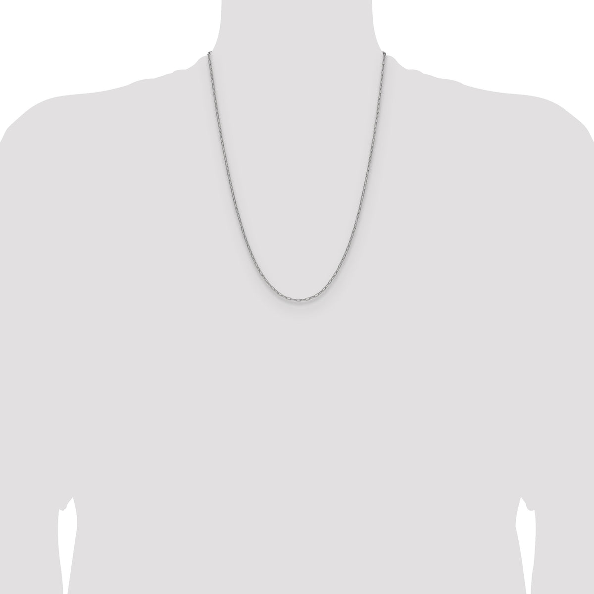 14k White Gold 2.2mm Semi-Solid Beveled Paperclip Chain-BC206W-24