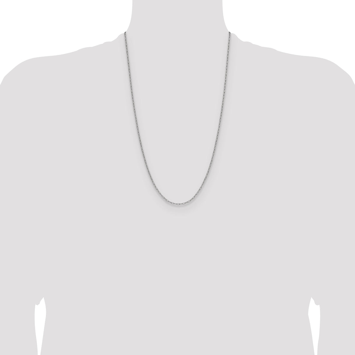 14k White Gold 2.2mm Semi-Solid Beveled Paperclip Chain-BC206W-26