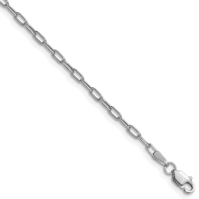 14k White Gold 2.2mm Semi-Solid Beveled Paperclip Chain-BC206W-22