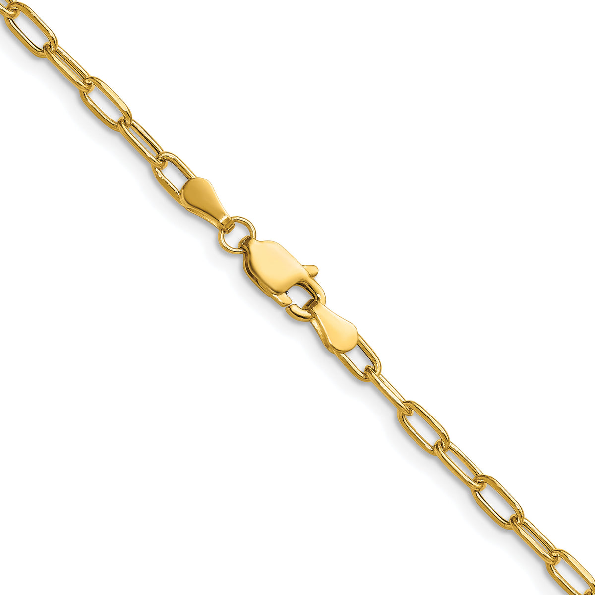 14k 3.0mm Semi-Solid Beveled Paperclip Chain-BC207-30
