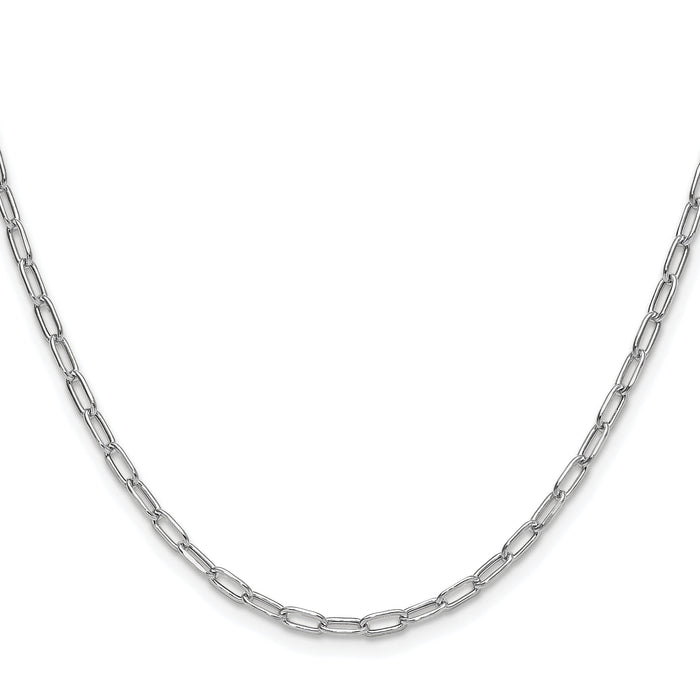 14k White Gold 3.0mm Semi-Solid Beveled Paperclip Chain-BC207W-24