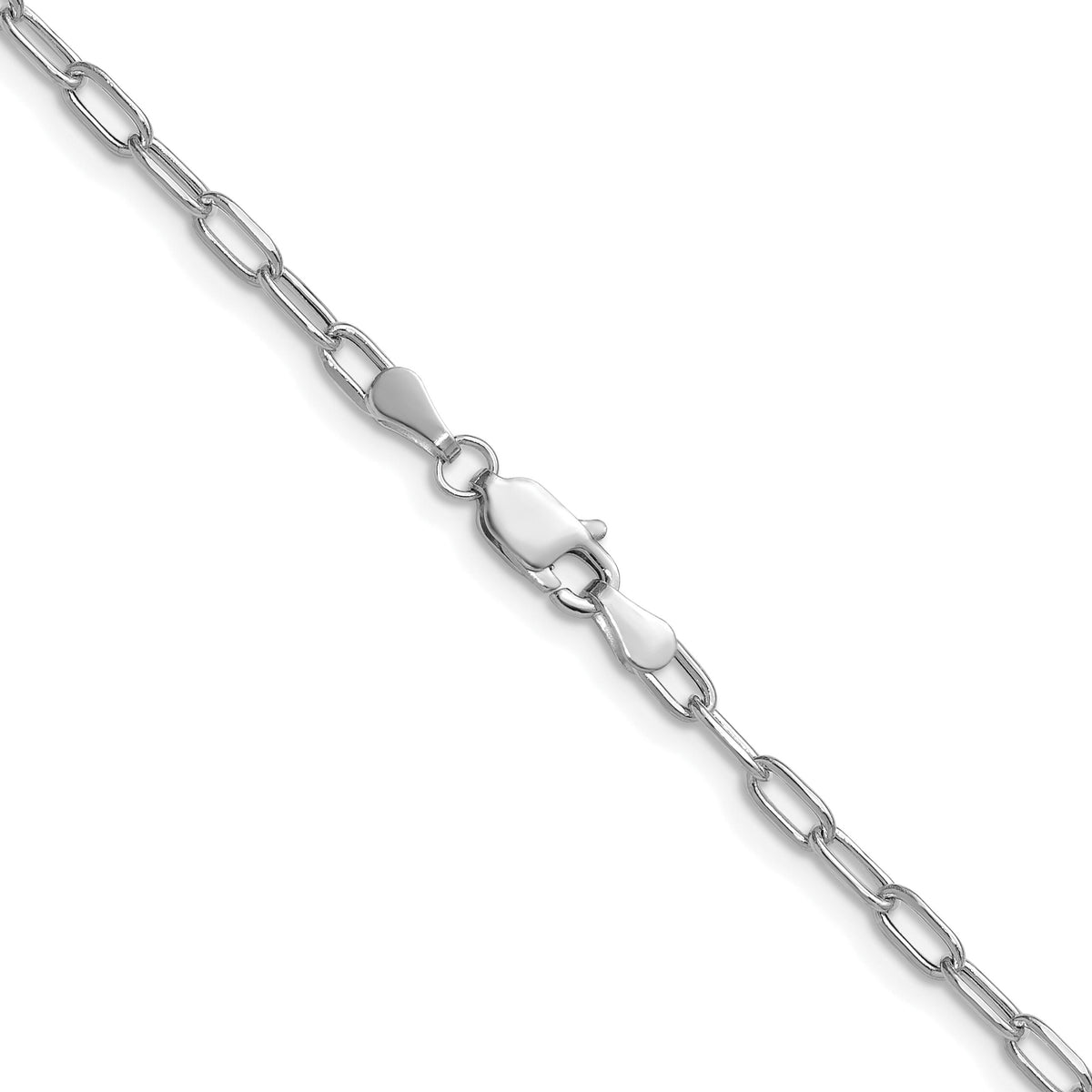 14k White Gold 3.0mm Semi-Solid Beveled Paperclip Chain-BC207W-22