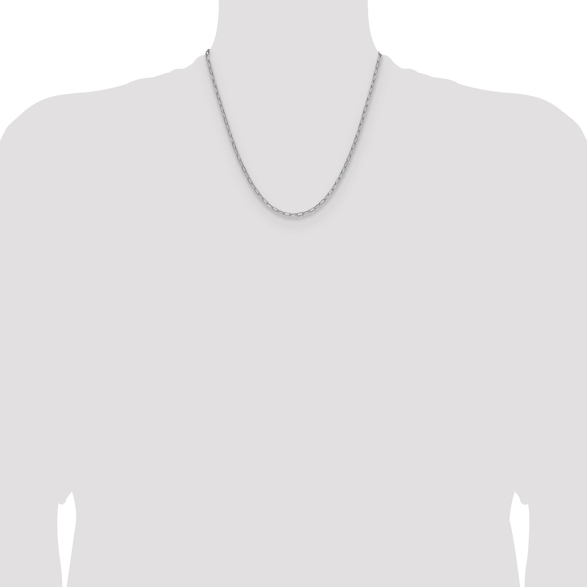 14k White Gold 3.0mm Semi-Solid Beveled Paperclip Chain-BC207W-20