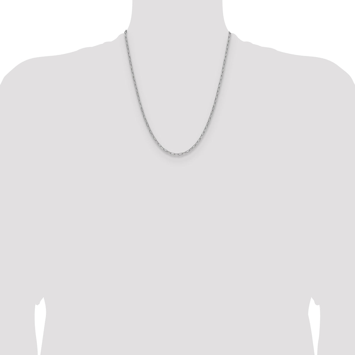 14k White Gold 3.0mm Semi-Solid Beveled Paperclip Chain-BC207W-22