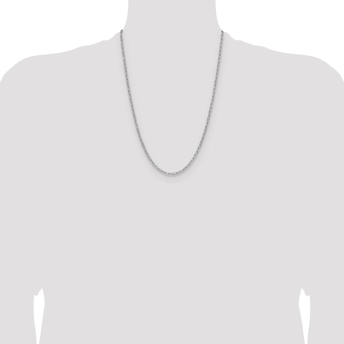 14k White Gold 3.0mm Semi-Solid Beveled Paperclip Chain-BC207W-24