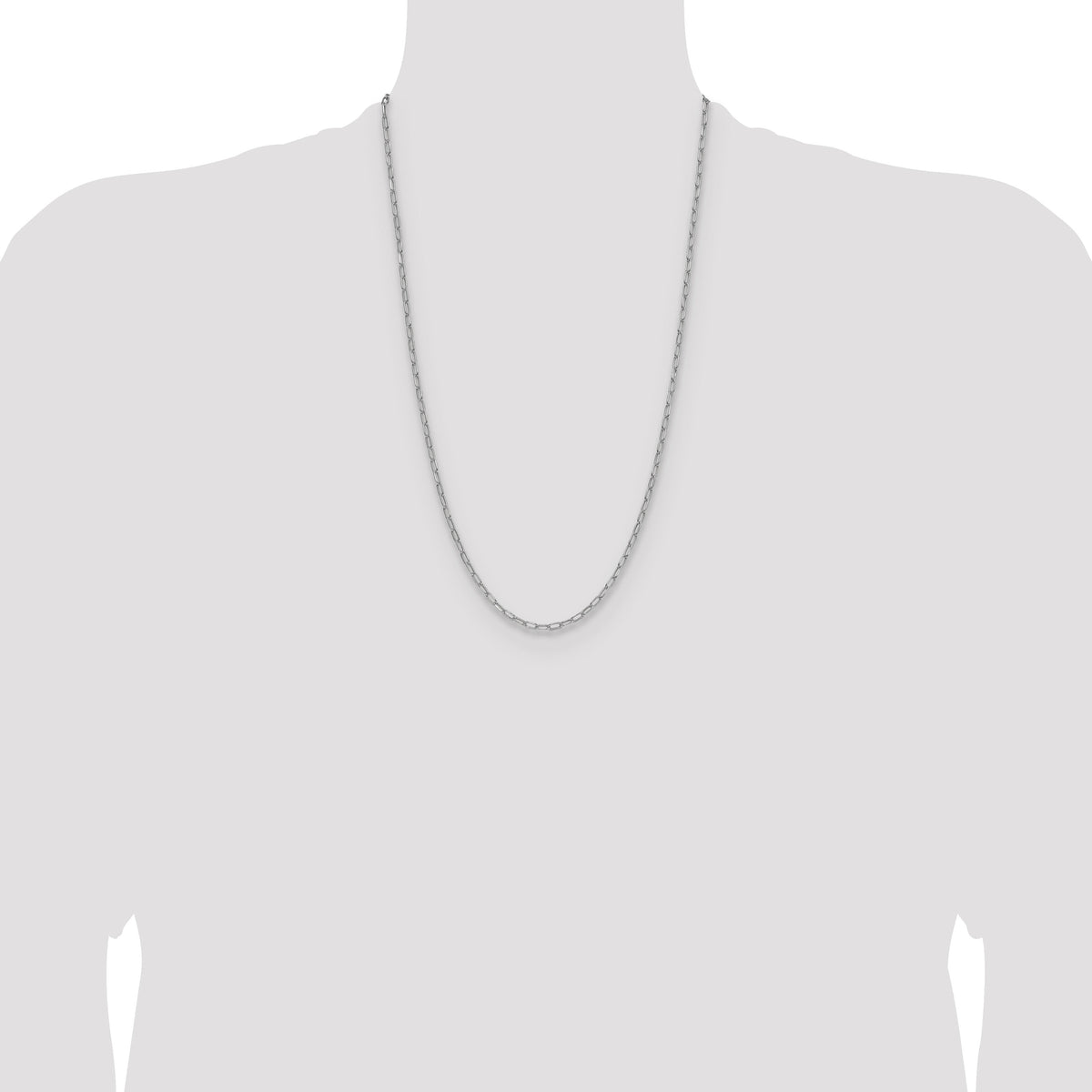 14k White Gold 3.0mm Semi-Solid Beveled Paperclip Chain-BC207W-26