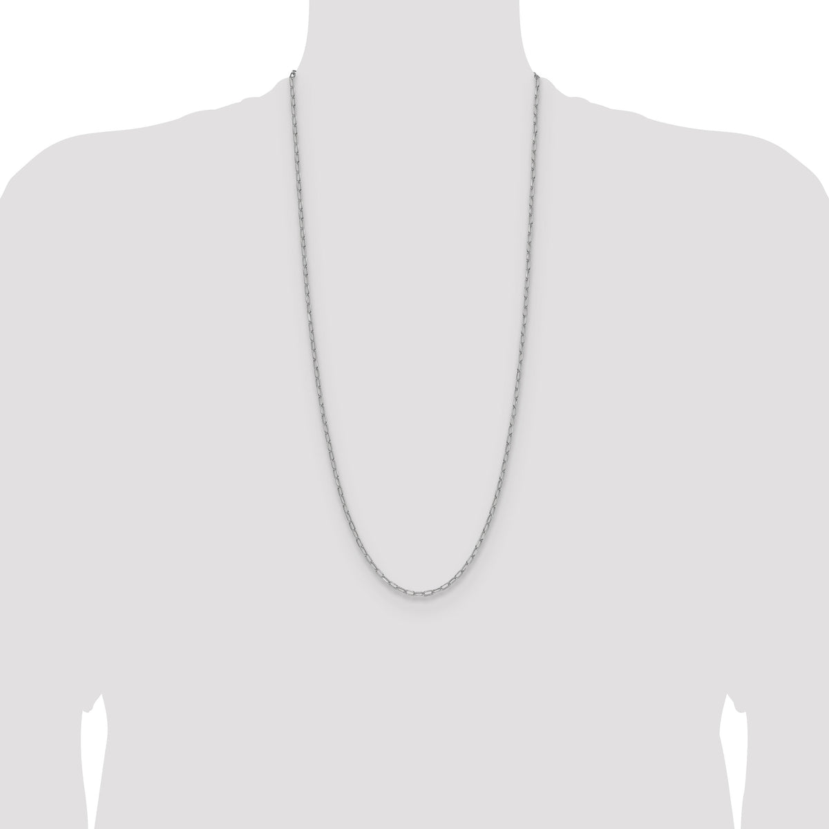 14k White Gold 3.0mm Semi-Solid Beveled Paperclip Chain-BC207W-30
