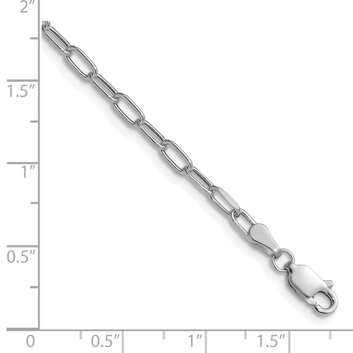 14k White Gold 3.0mm Semi-Solid Beveled Paperclip Chain-BC207W-8