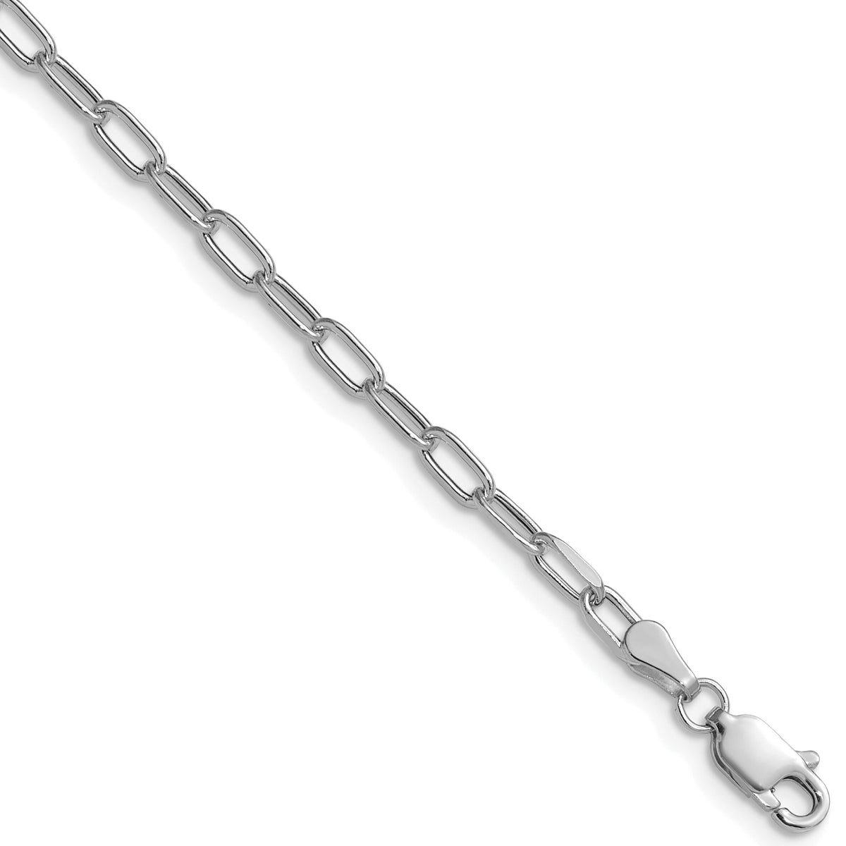 14k White Gold 3.0mm Semi-Solid Beveled Paperclip Chain-BC207W-16