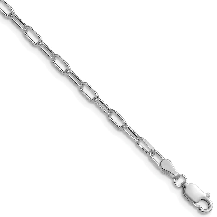 14k White Gold 3.0mm Semi-Solid Beveled Paperclip Chain-BC207W-30