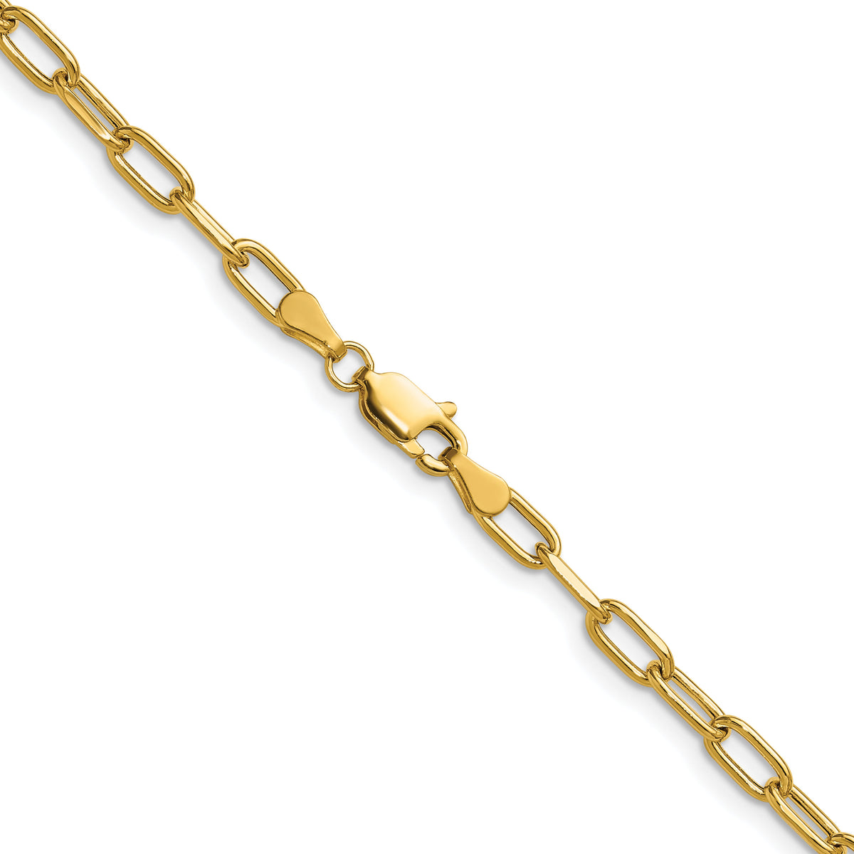 14k 3.7mm Semi-Solid Beveled Paperclip Chain-BC208-24