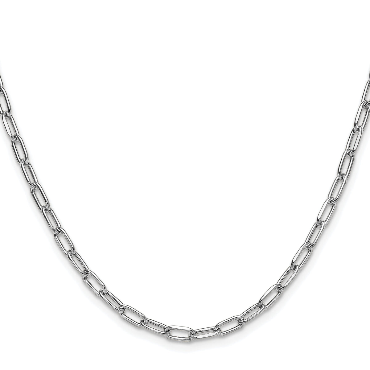 14k White Gold 3.7mm Semi-Solid Beveled Paperclip Chain-BC208W-30
