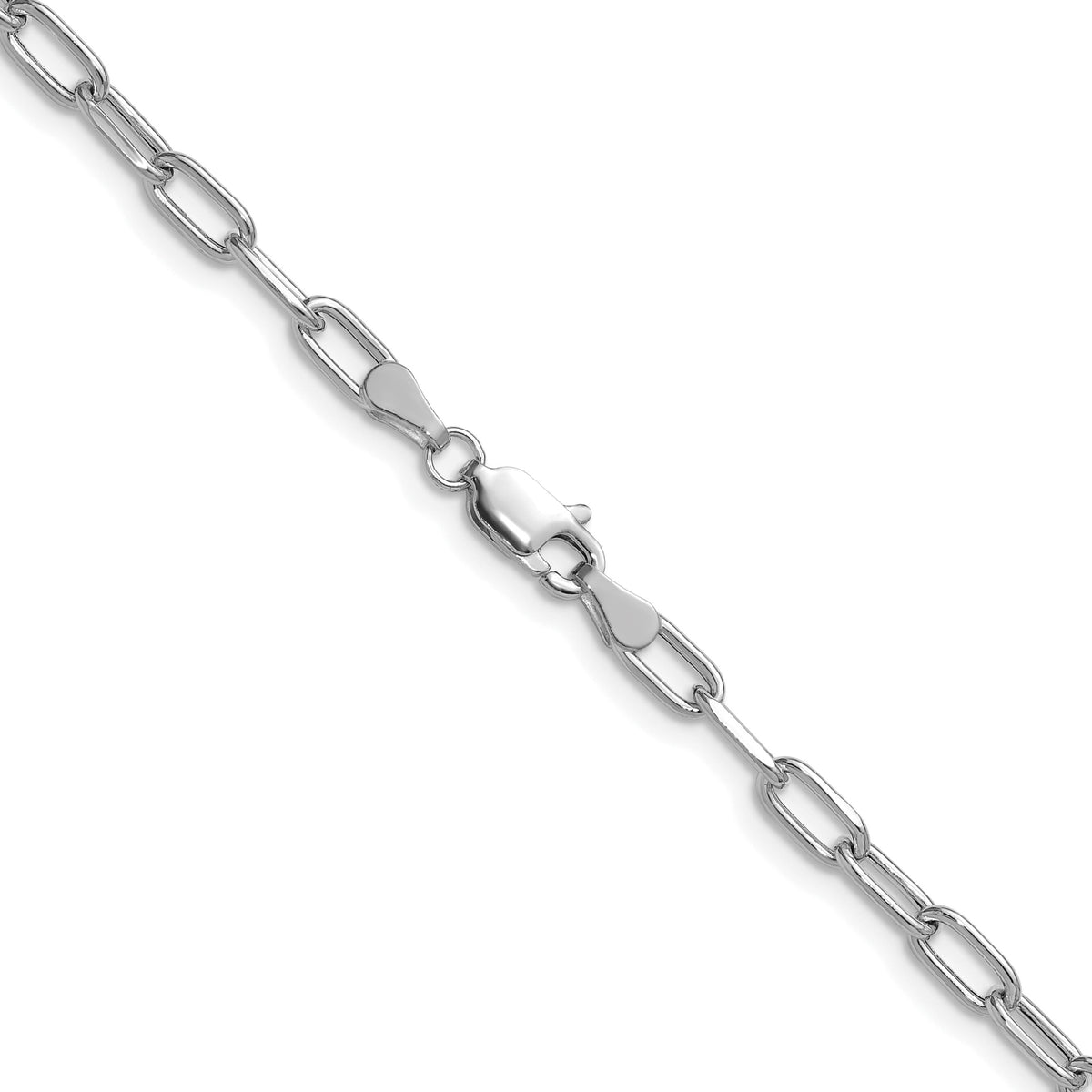 14k White Gold 3.7mm Semi-Solid Beveled Paperclip Chain-BC208W-30