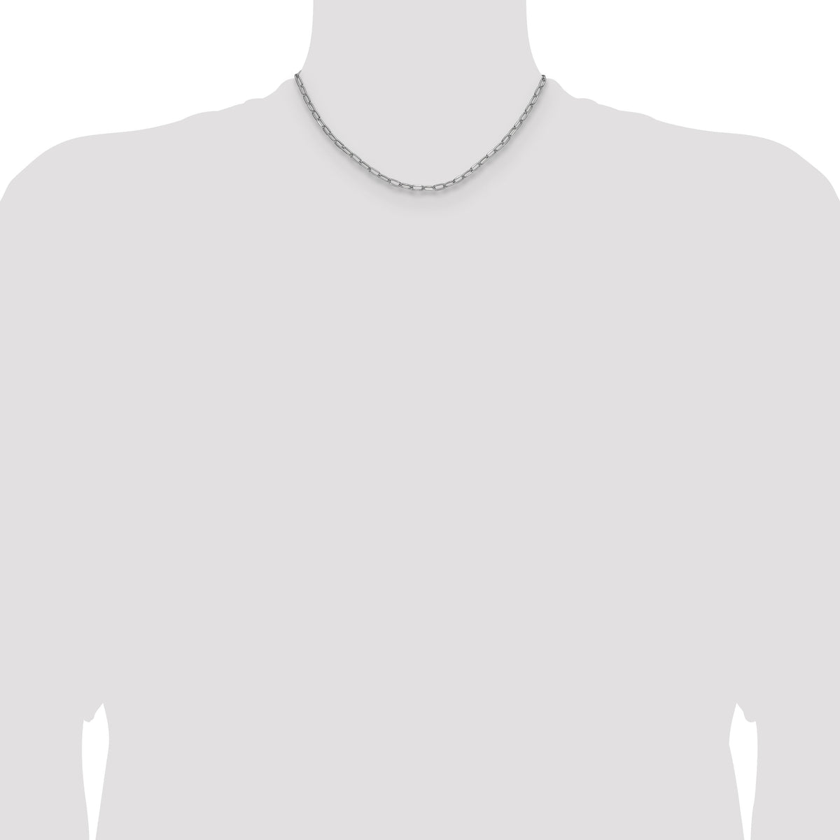 14k White Gold 3.7mm Semi-Solid Beveled Paperclip Chain-BC208W-16