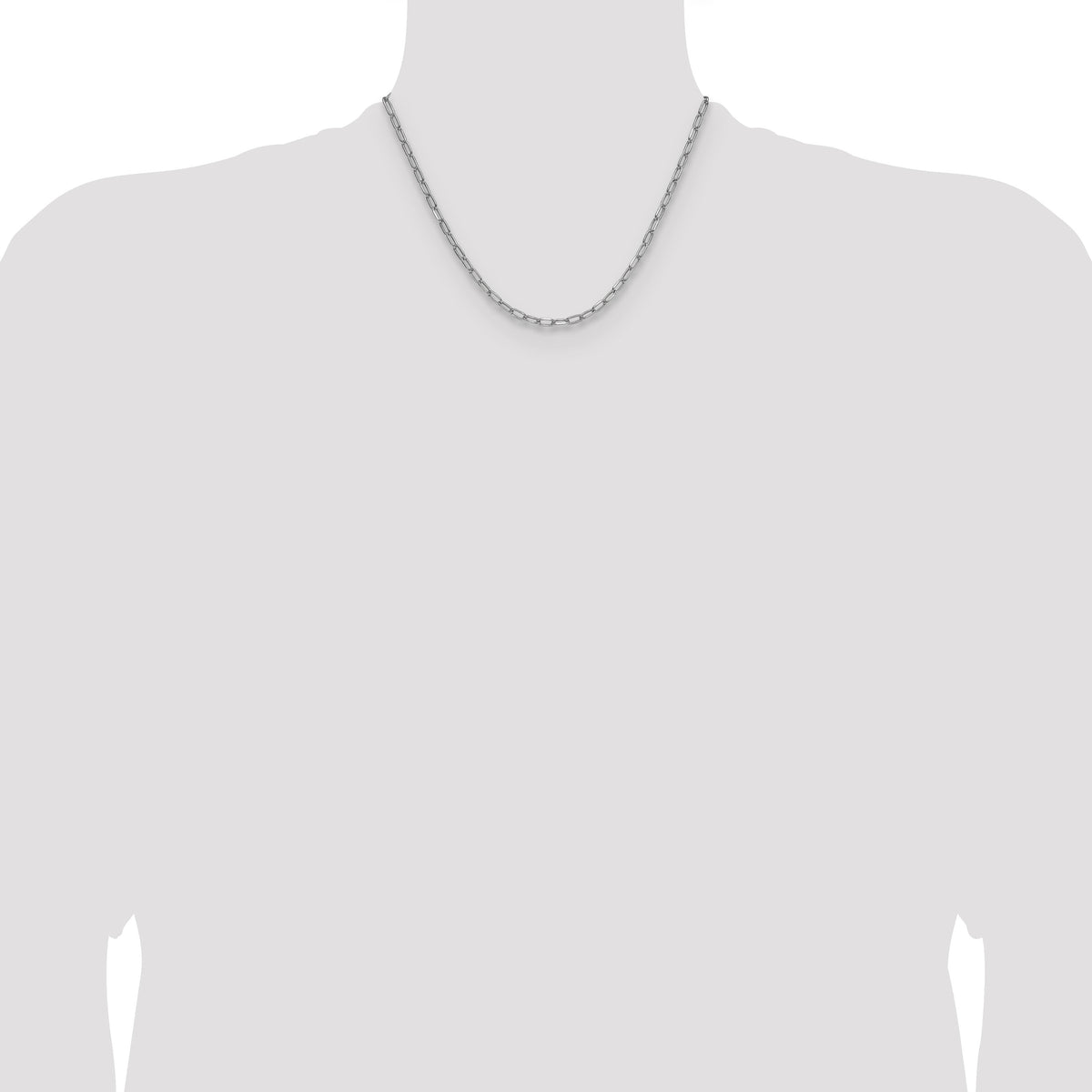 14k White Gold 3.7mm Semi-Solid Beveled Paperclip Chain-BC208W-18