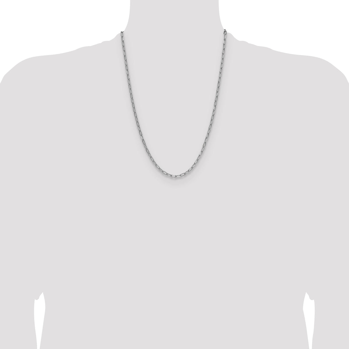 14k White Gold 3.7mm Semi-Solid Beveled Paperclip Chain-BC208W-24