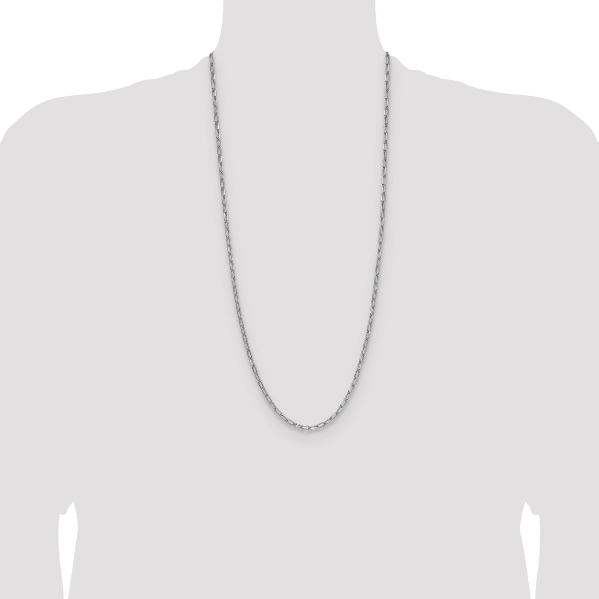 14k White Gold 3.7mm Semi-Solid Beveled Paperclip Chain-BC208W-30