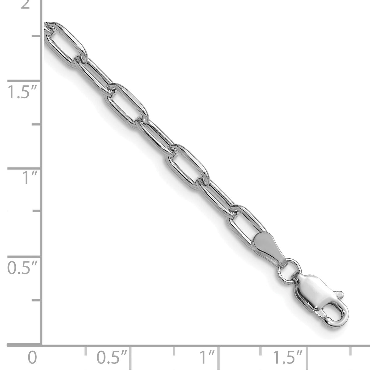 14k White Gold 3.7mm Semi-Solid Beveled Paperclip Chain-BC208W-8
