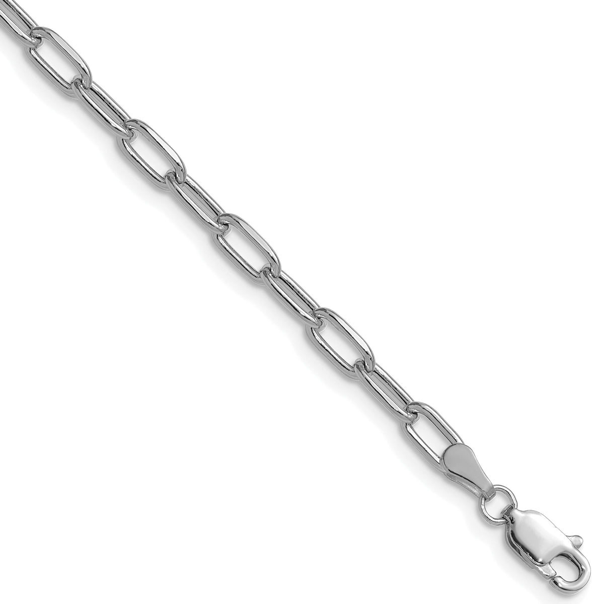 14k White Gold 3.7mm Semi-Solid Beveled Paperclip Chain-BC208W-24