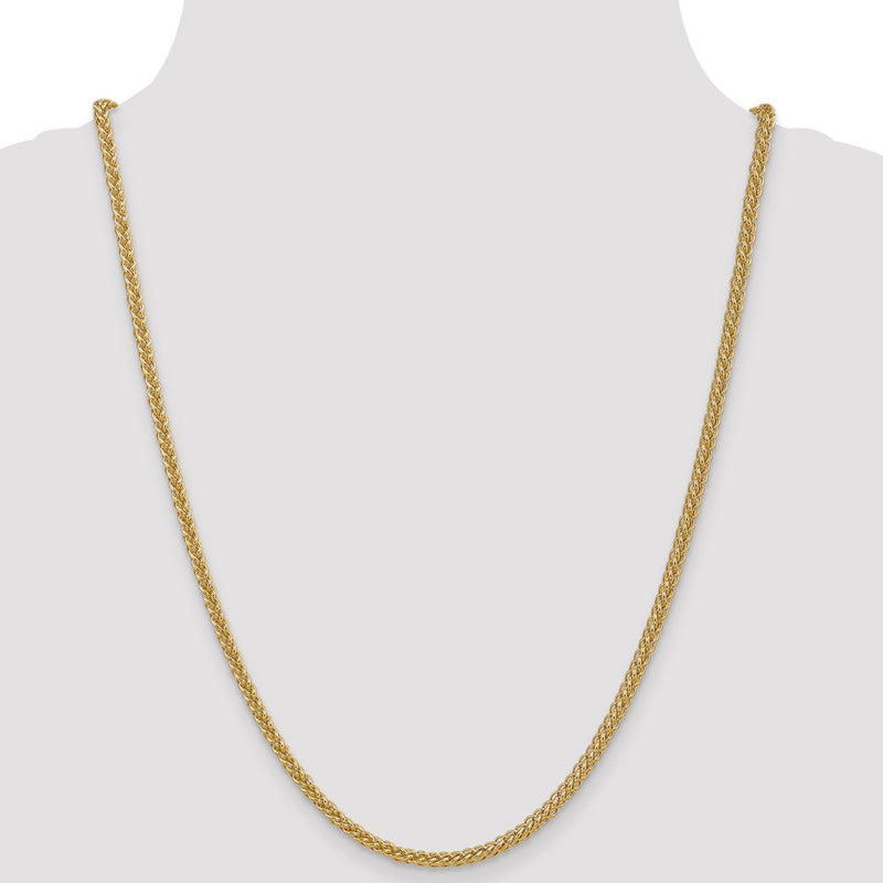 14K 24 inch 2.6mm Semi-Solid 3-Wire Wheat with Lobster Clasp Chain-BC77-24