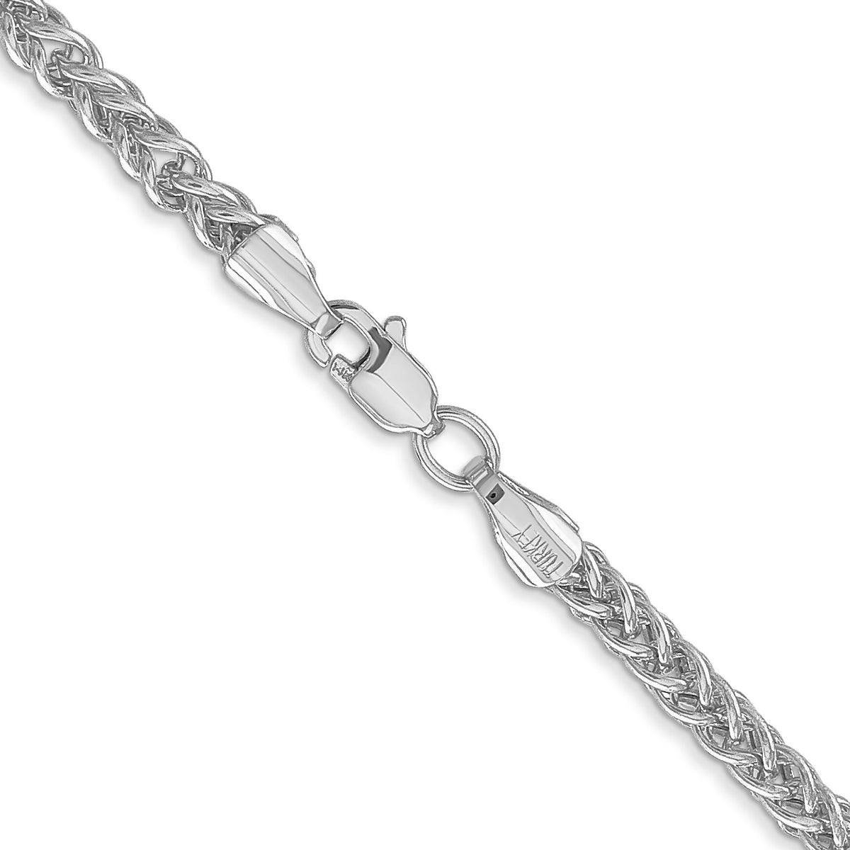 14k White Gold 2.6mm Semi-solid 3-Wire Wheat Chain-BC77W-16