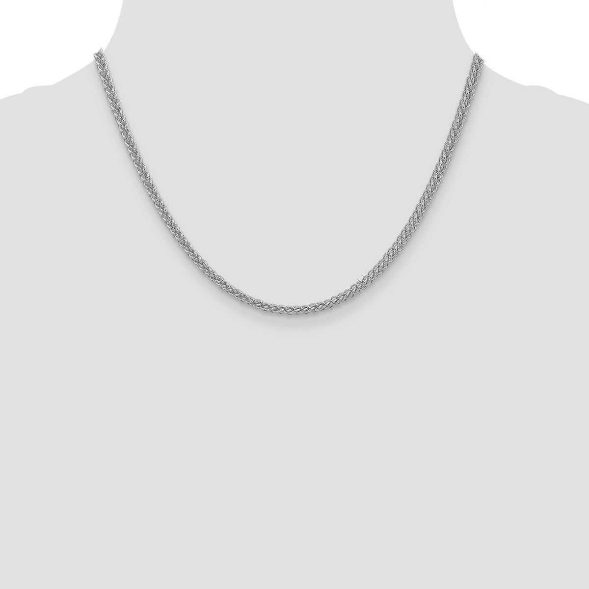 14k White Gold 2.6mm Semi-solid 3-Wire Wheat Chain-BC77W-18