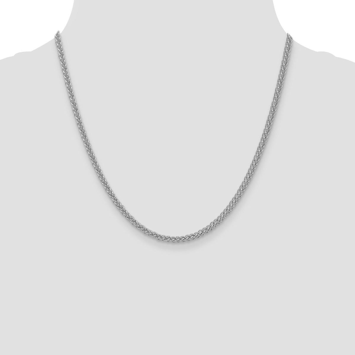 14k White Gold 2.6mm Semi-solid 3-Wire Wheat Chain-BC77W-20