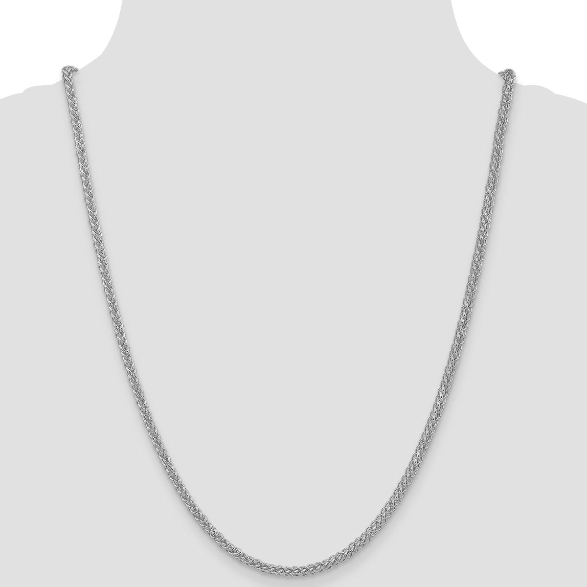 14k White Gold 2.6mm Semi-solid 3-Wire Wheat Chain-BC77W-24