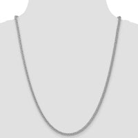 14k White Gold 2.6mm Semi-solid 3-Wire Wheat Chain-BC77W-24