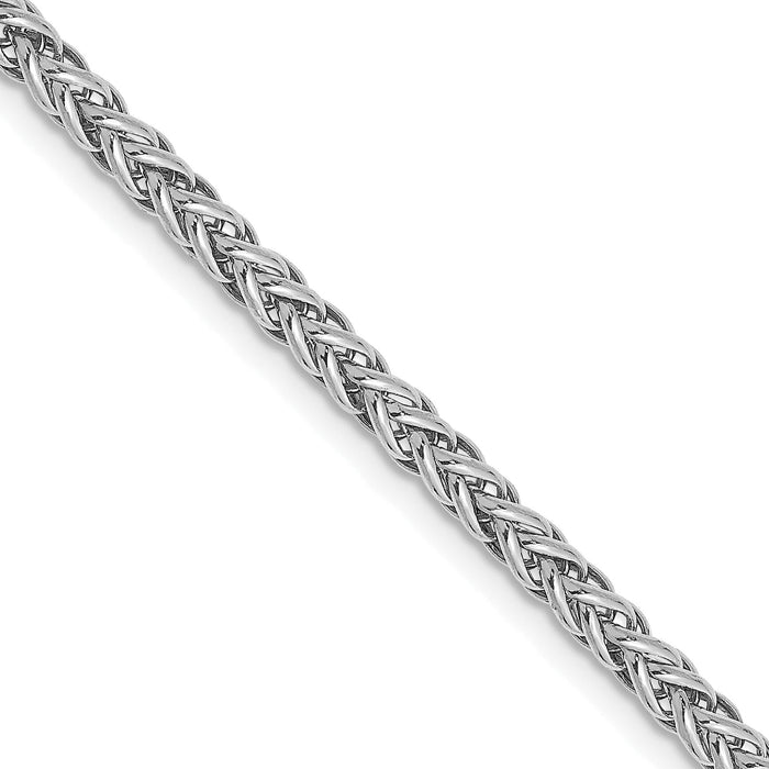 14k White Gold 2.6mm Semi-solid 3-Wire Wheat Chain-BC77W-20