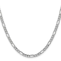 14K White Gold 24 inch 4.4mm Semi-Solid Figaro with Lobster Clasp Chain-BC91-24