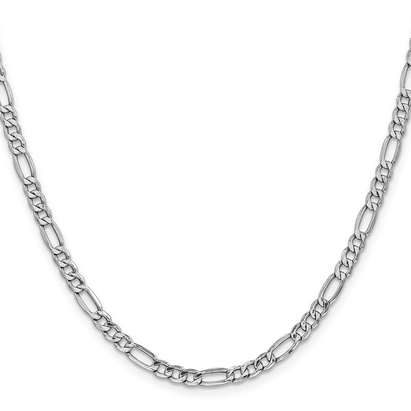 14K White Gold 26 inch 4.4mm Semi-Solid Figaro with Lobster Clasp Chain-BC91-26